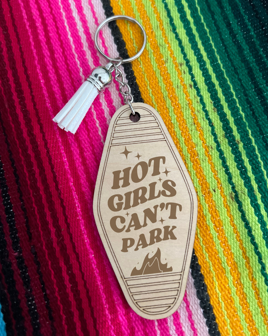 hot girls can't park keychain