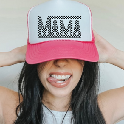 Vintage Mama Checkered Trucker Hat